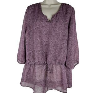 Faded Glory women's XXL 20 purple print tunic top